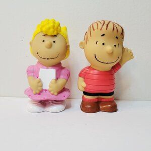 Vtg Just Play JP Charlie Brown Peanuts Rubber Figures Linus and Sally